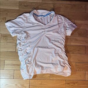 Athleta Light Pink Ruched Short Sleeve Tee